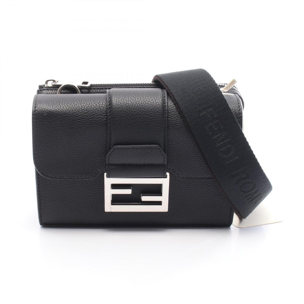 Fendi Double Baguette Shoulder Bag Leather Black